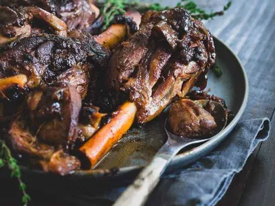 Apple Cider Braised Lamb Shanks