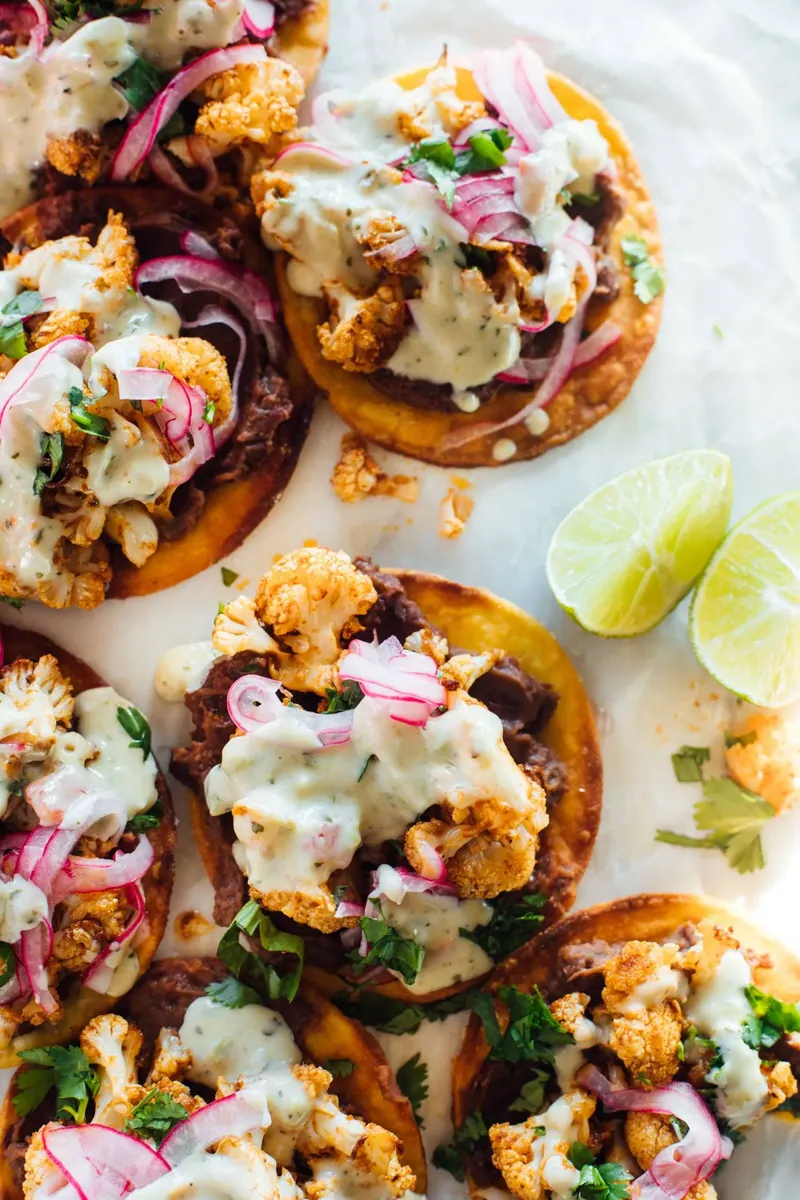 Cauliflower Black Bean Tostadas
