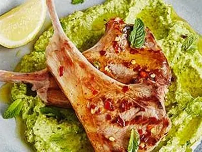 Lamb Chops with Bean Pesto