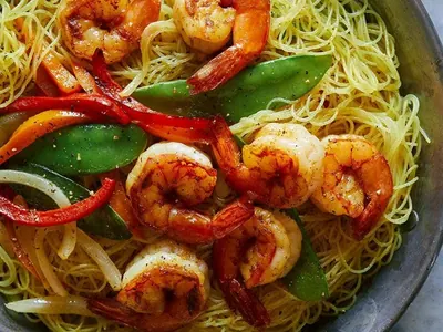 Singapore Noodles with Shrimp