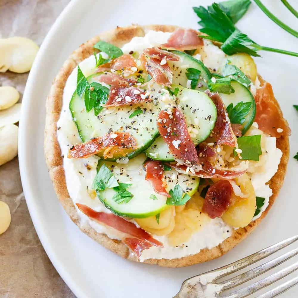 Ricotta Fava Bean Pita Bites