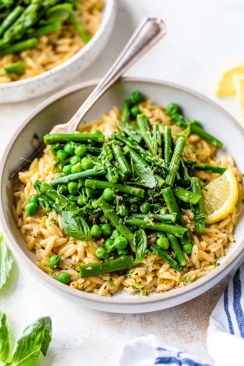 Creamy Asparagus Pea Orzo