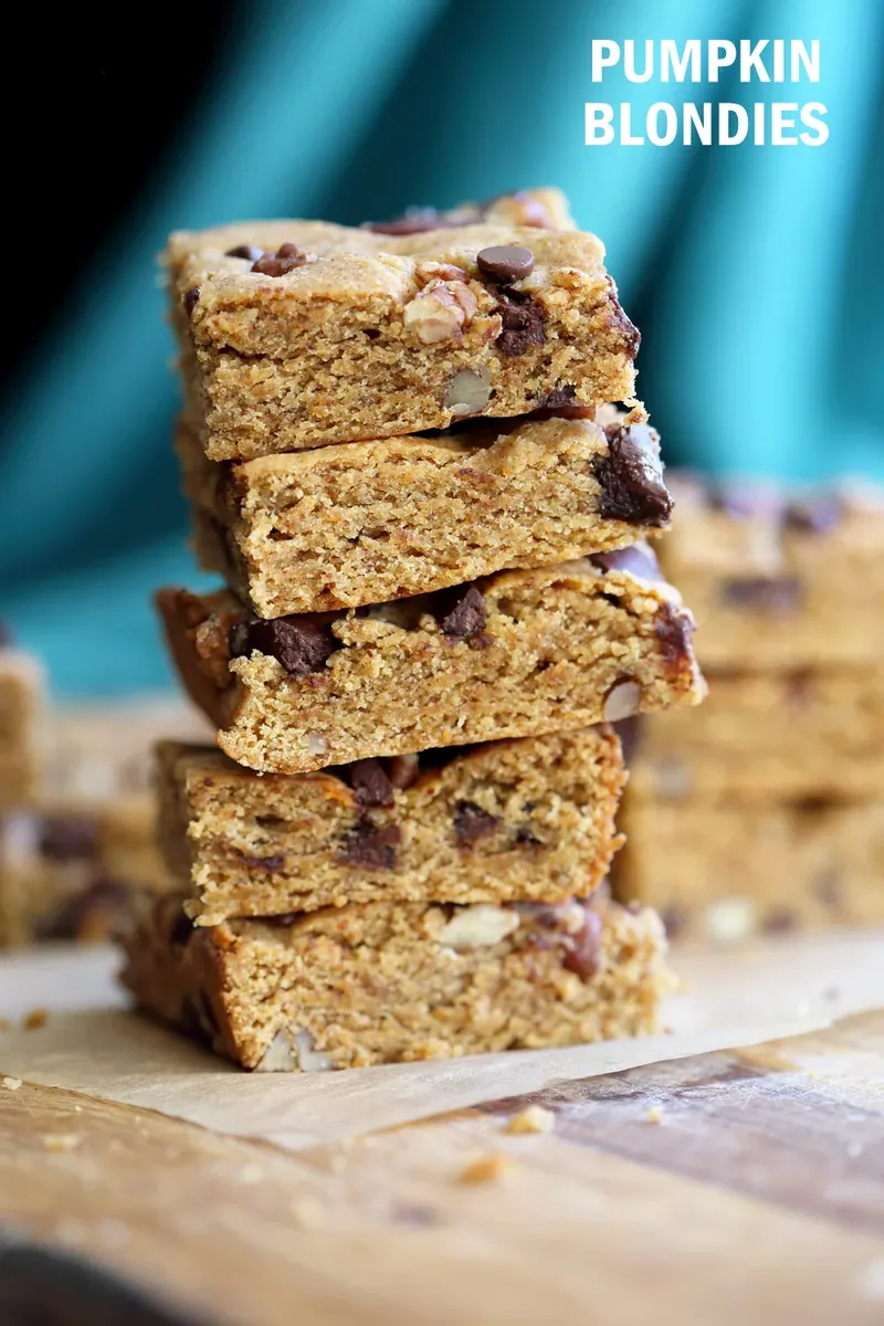 Pumpkin Blondies with peanut butter