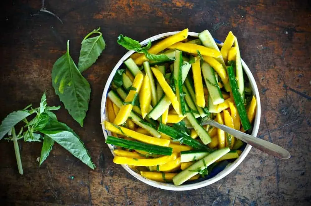 Mango Cucumber Basil Salad