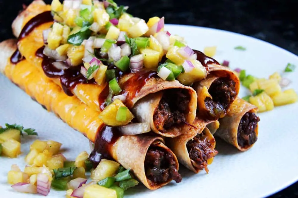 Cheesy Pineapple Beef Taquitos