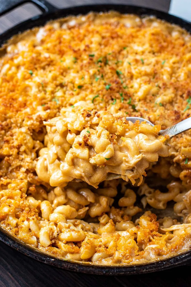 Buffalo Chicken Mac and Cheese with butter