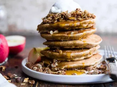 Apple Oatmeal Protein Pancakes