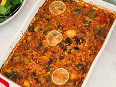 Meatless Leek Rice Bake