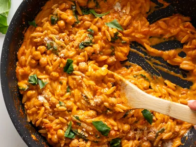 Creamy Chickpeas and Orzo