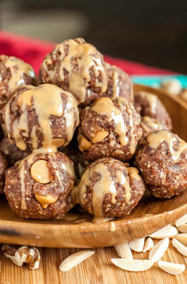 Peanut Butter Energy Balls with dried fruit and raisins