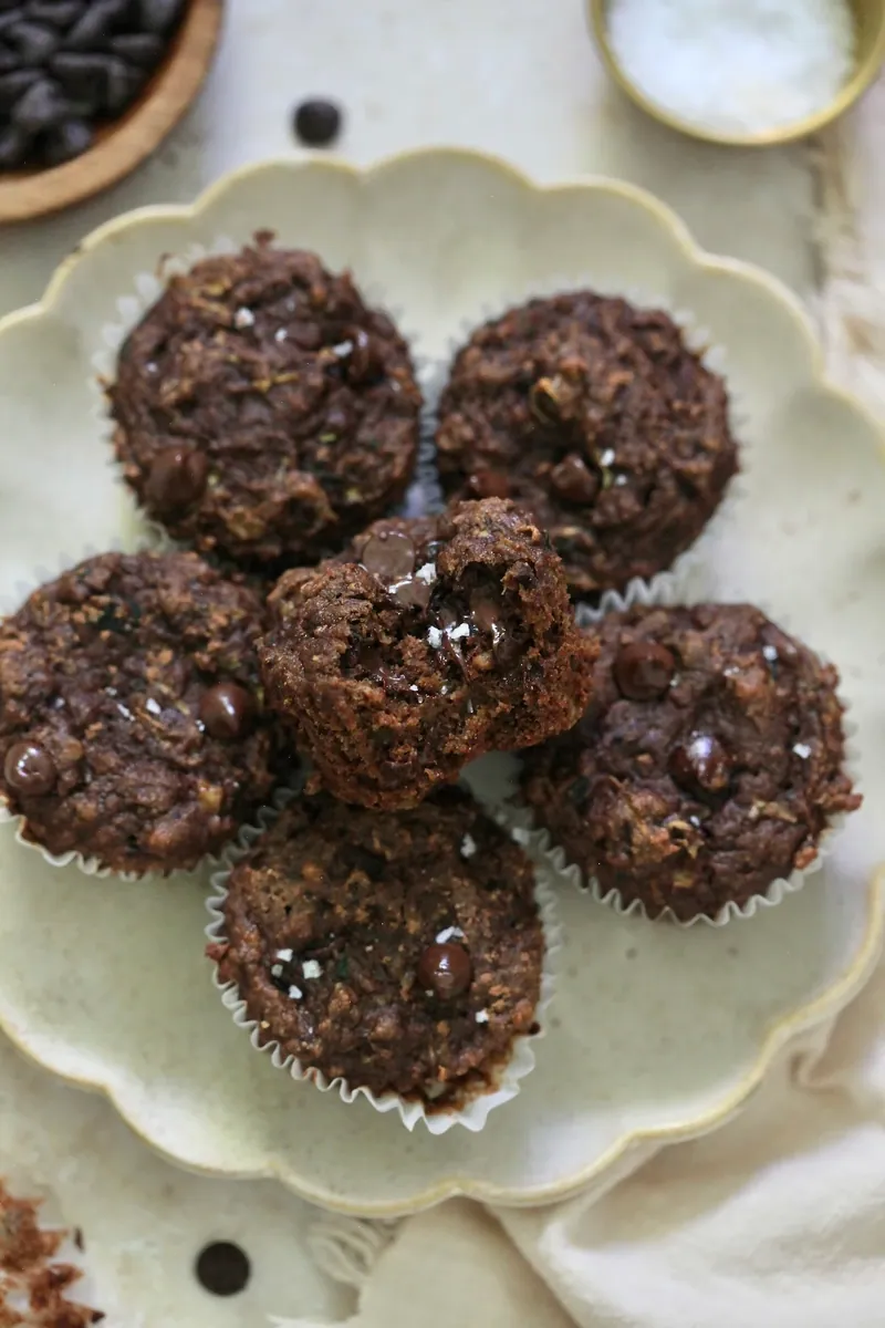 Chocolate Zucchini Muffins with bananas