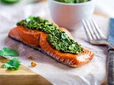 Asian Cilantro Pesto Salmon