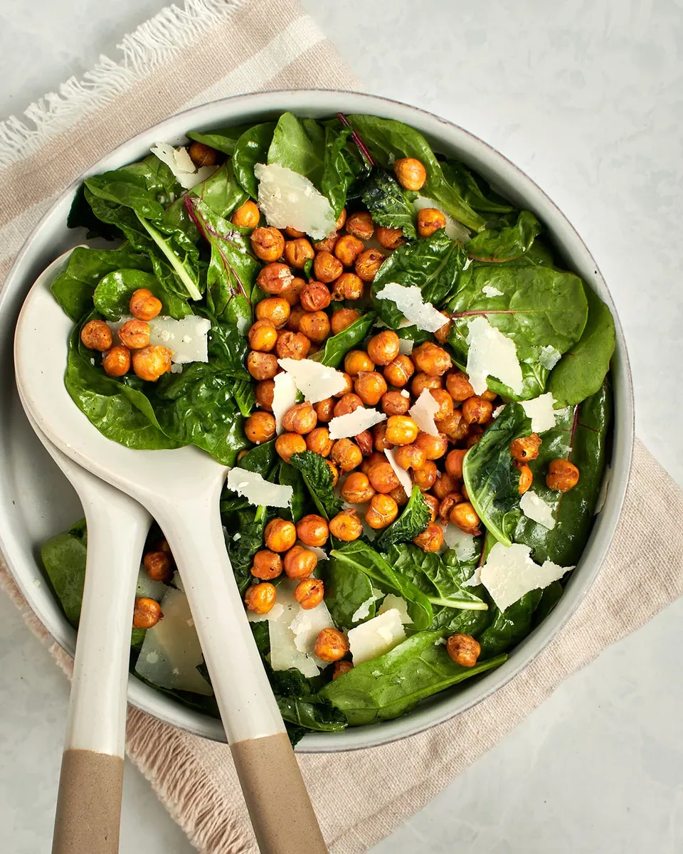 Crispy Chickpea Greens Salad