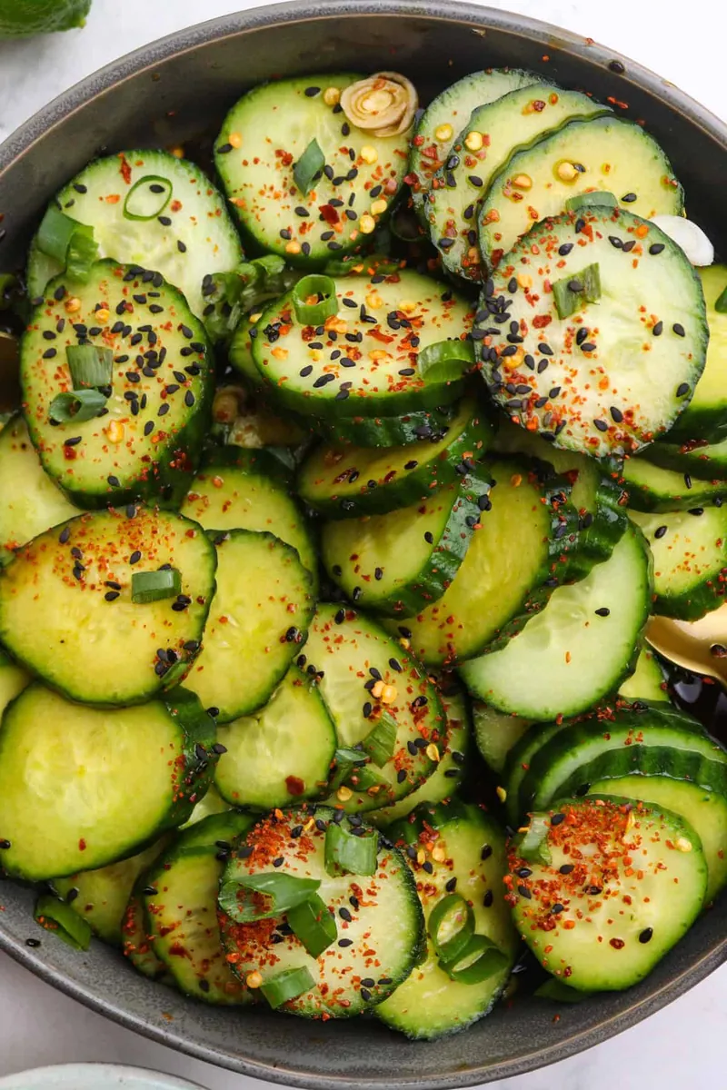 Korean Cucumber Salad with cucumbers