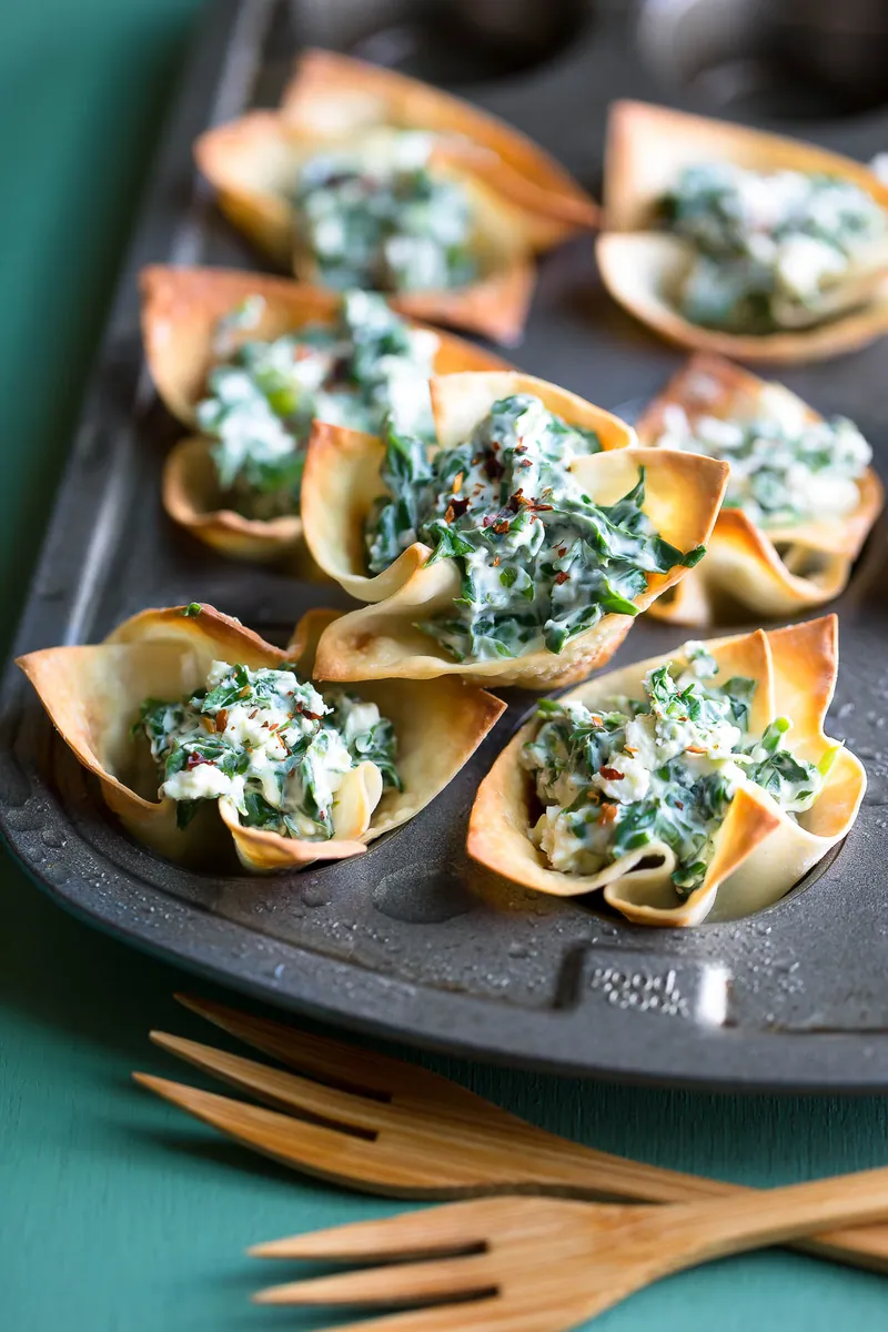 Spanakopita Wonton Cups