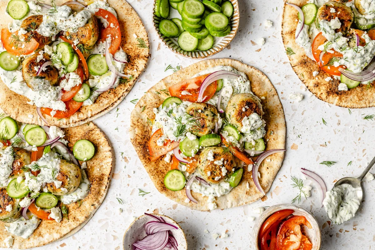 Chicken Meatball Pitas