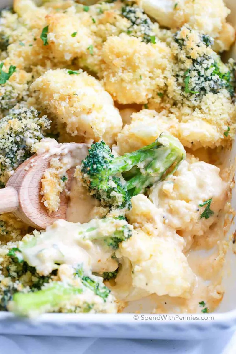 Cheesy Broccoli Cauliflower Casserole