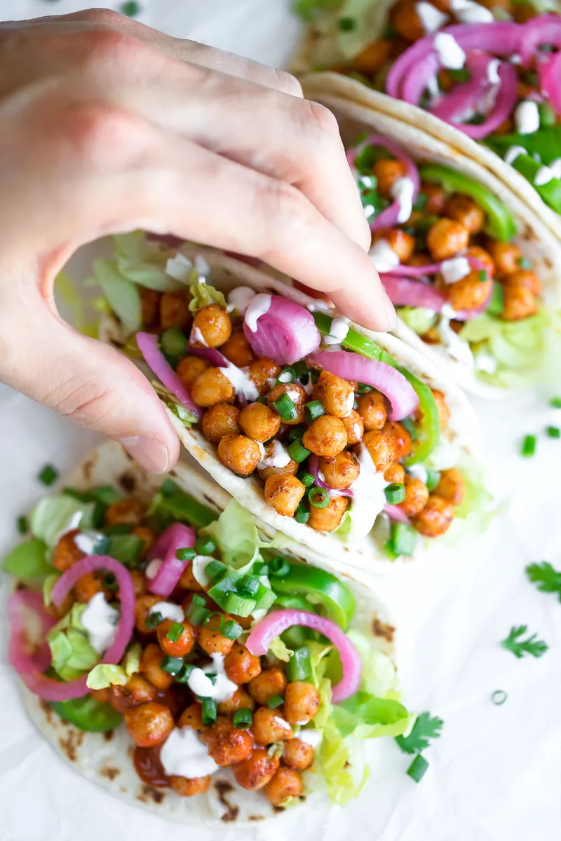 Buffalo Chickpea Tacos