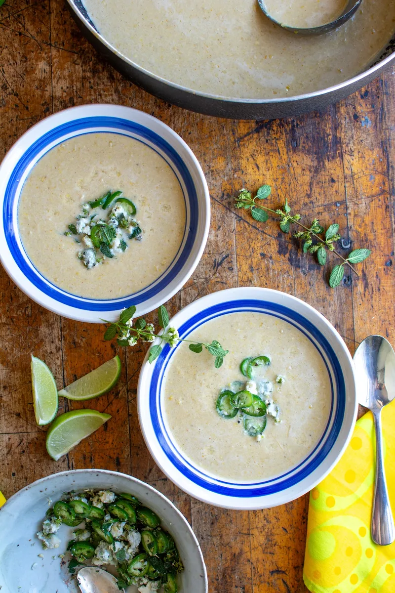 Street Corn Blue Cheese Soup