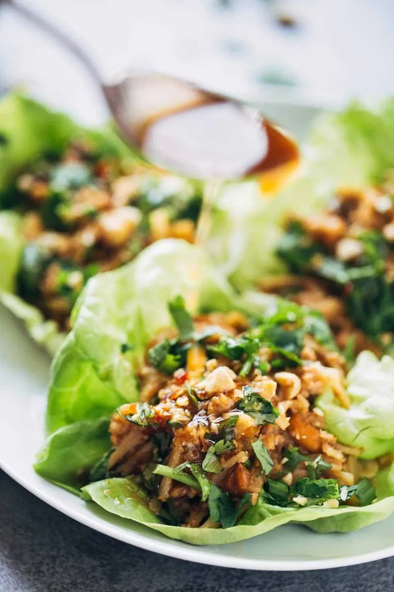 Peanut Chicken Lettuce Wraps
