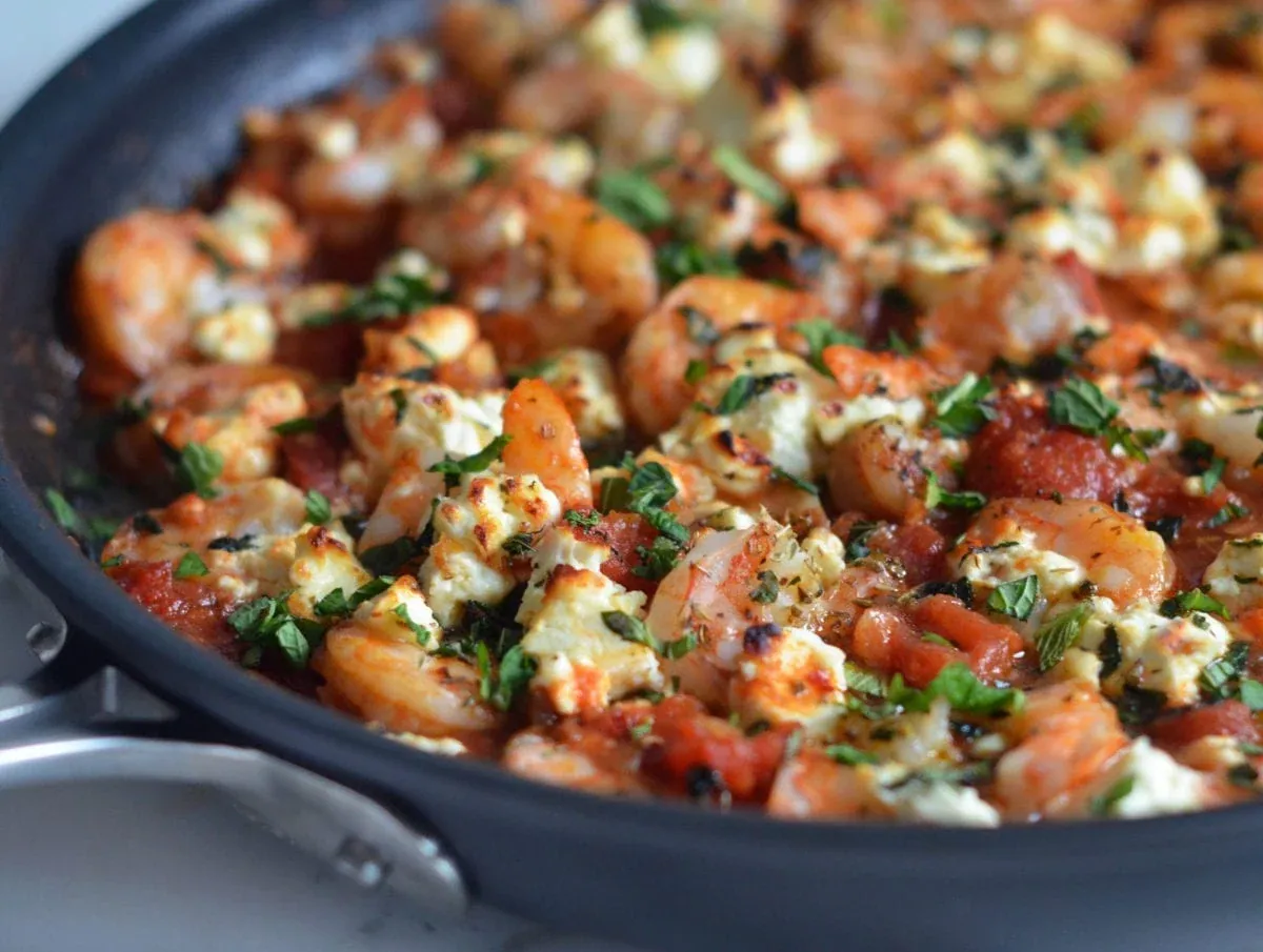 Shrimp Saganaki with swiss