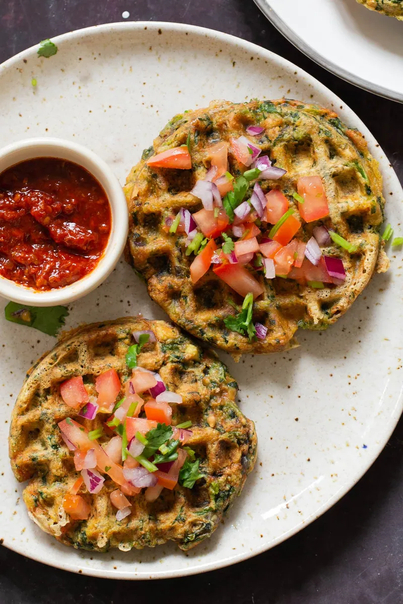 Spinach Tofu Waffles