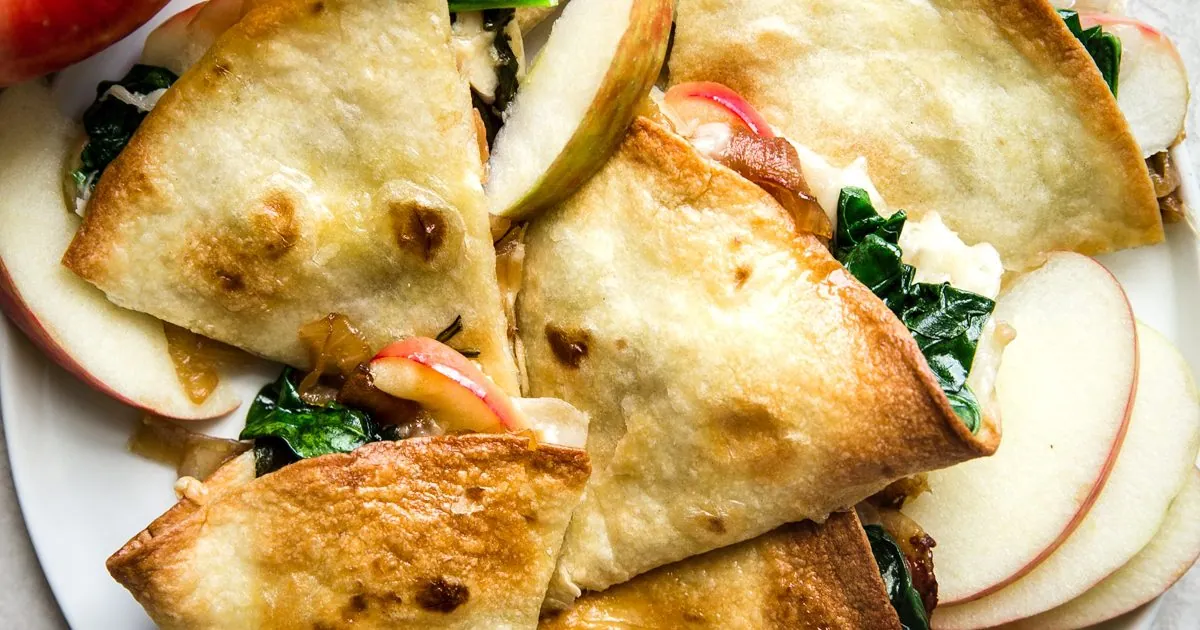 Apple Onion Spinach Quesadilla