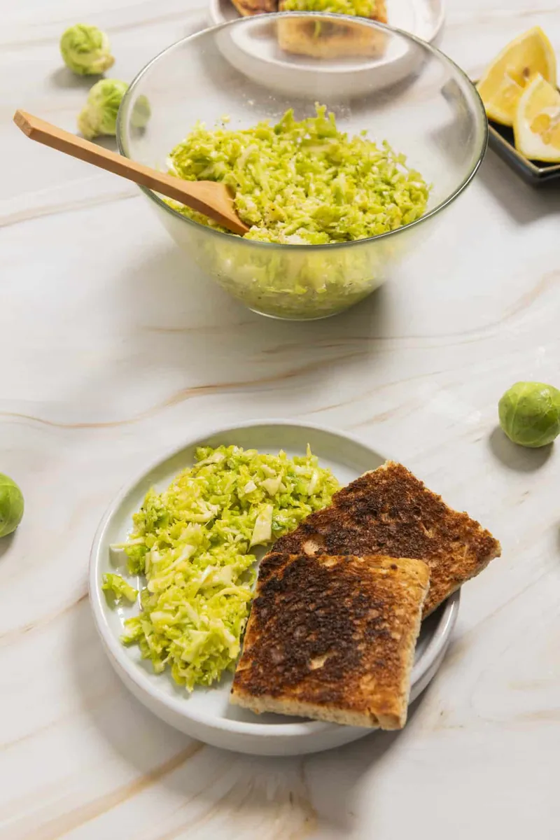 Shaved Brussels Sprout Salad with lemons and limes