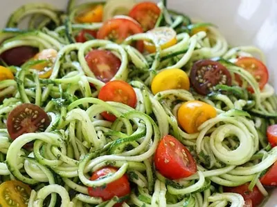 Raw Zucchini Noodles with Pesto
