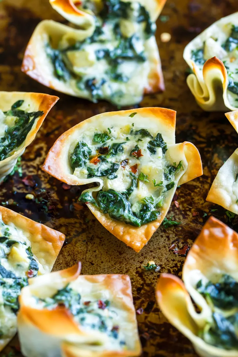 Spinach Artichoke Wonton Cups