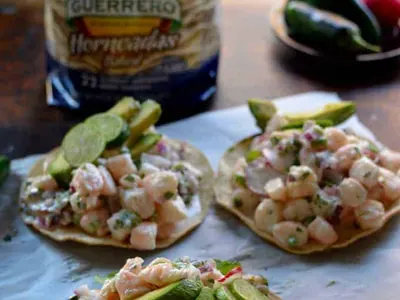 Coconut Lime Shrimp Tostadas