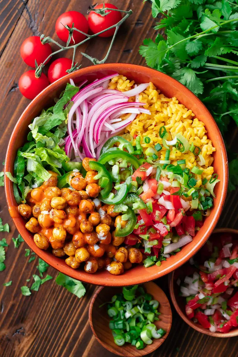 Roasted Chickpea Burrito Bowls