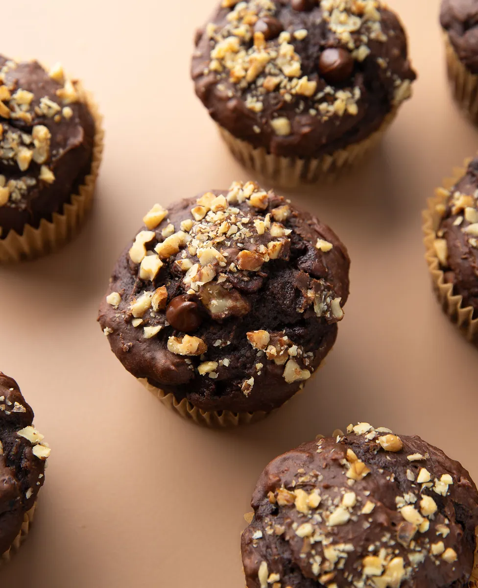 Pumpkin Zucchini Chocolate Muffins