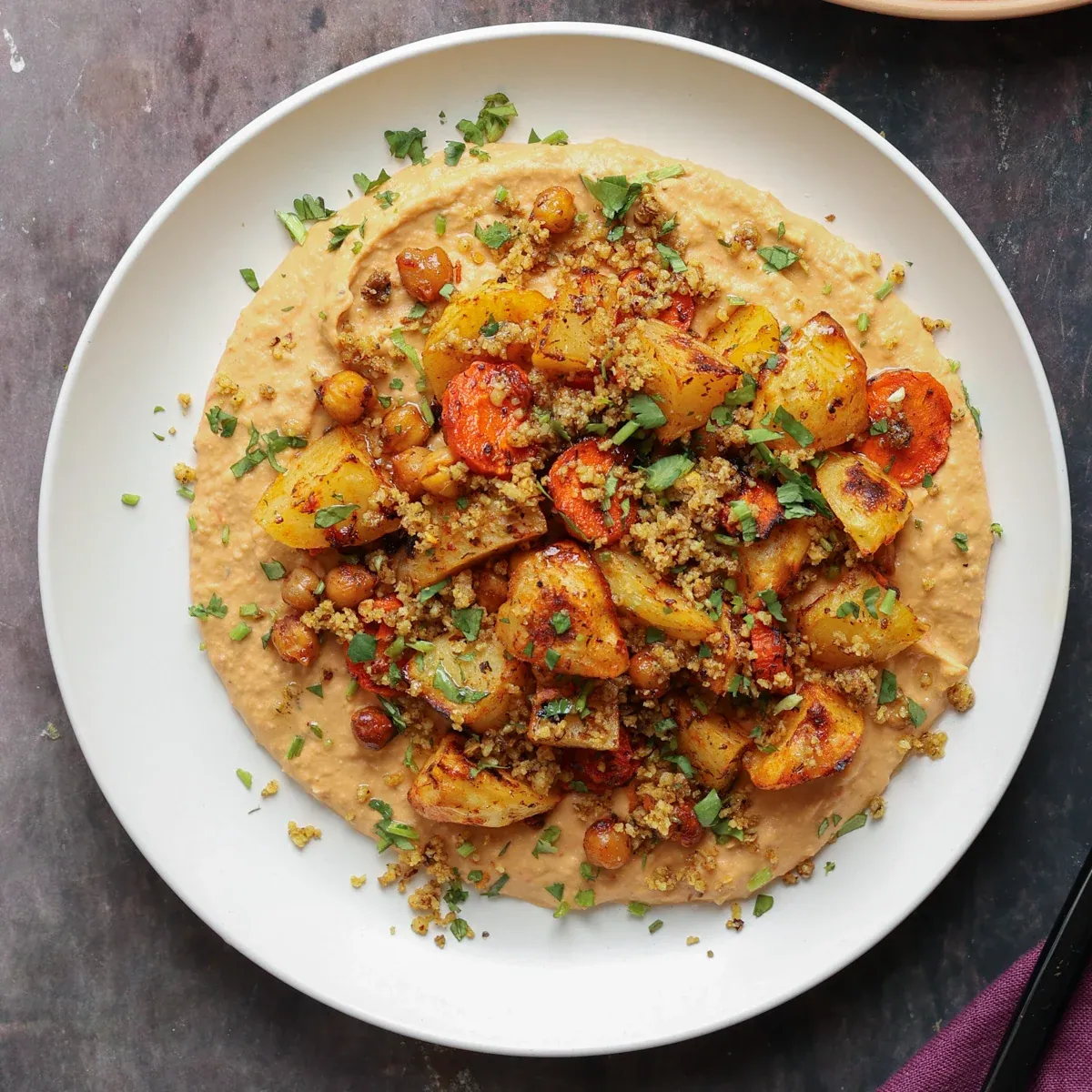 Harissa Bean Puree with Roasted Vegetables