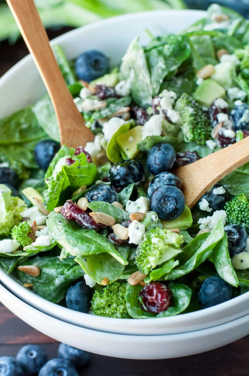 Blueberry Broccoli Spinach Salad
