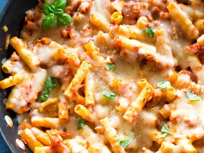Chicken Parmesan Pasta with mozzarella