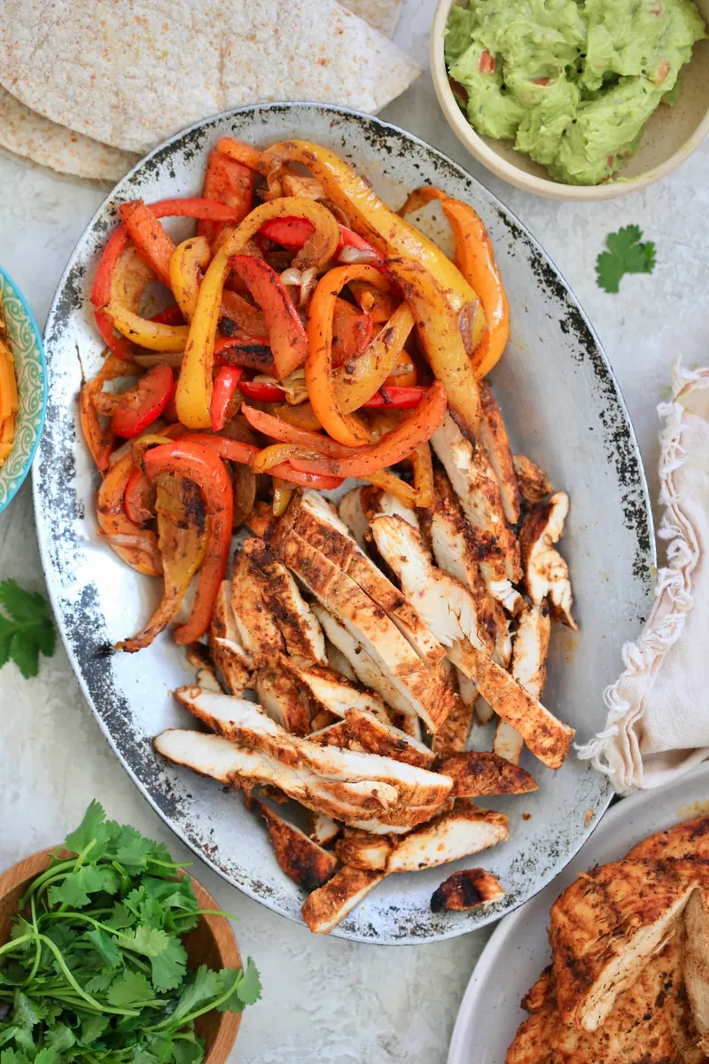 Skillet Chicken Fajitas with bell peppers