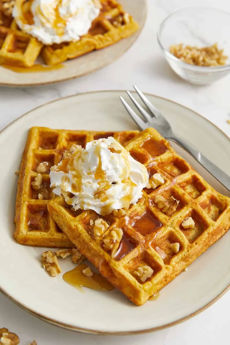 Pumpkin Waffles with butter