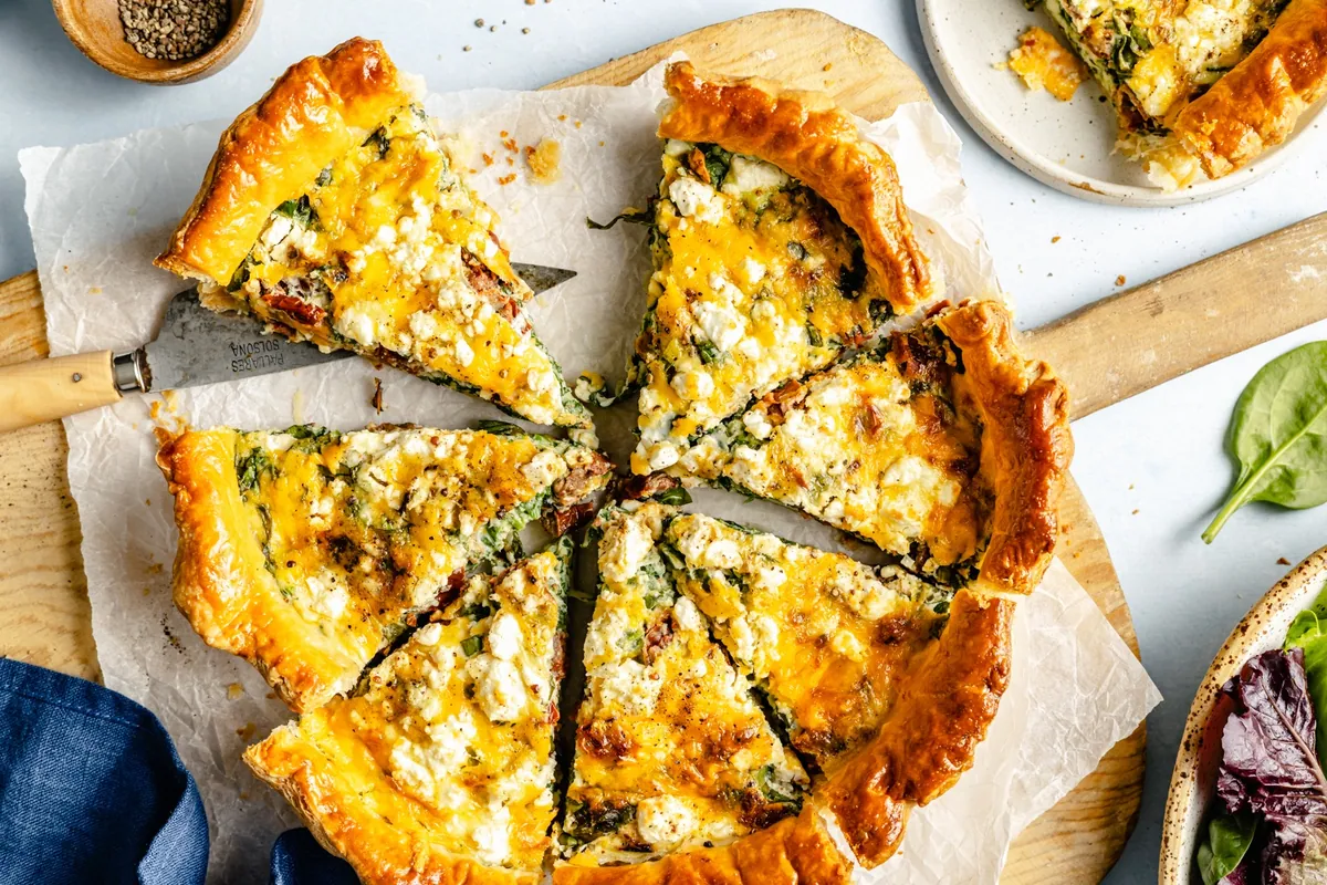 Spinach Tomato Puff Pastry Quiche