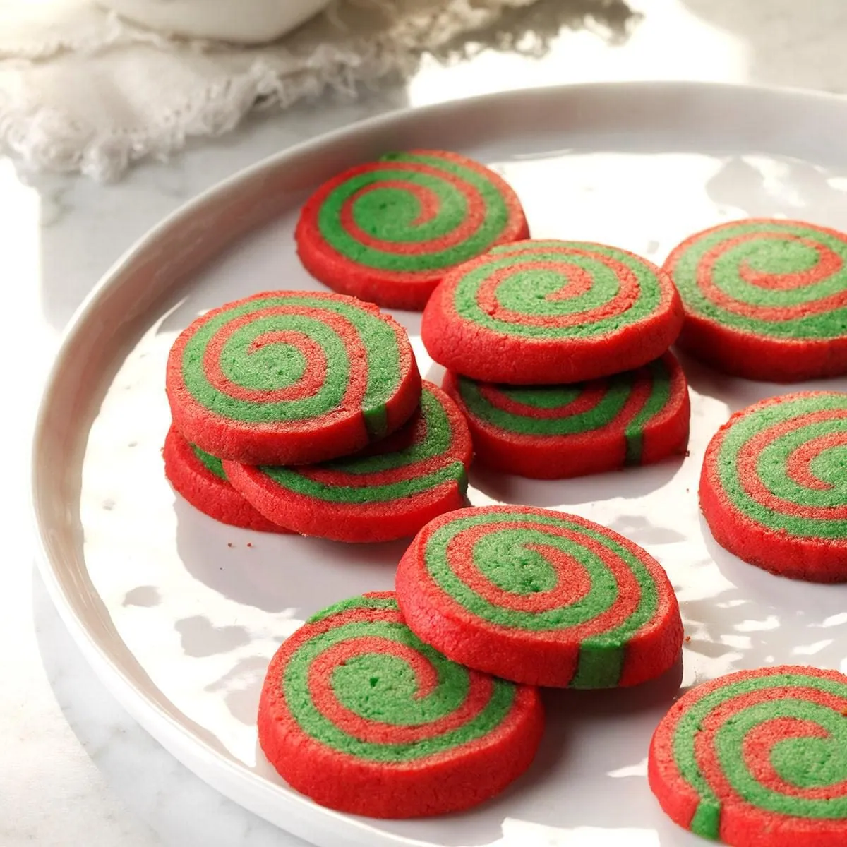 Red and Green Pinwheel Cookies