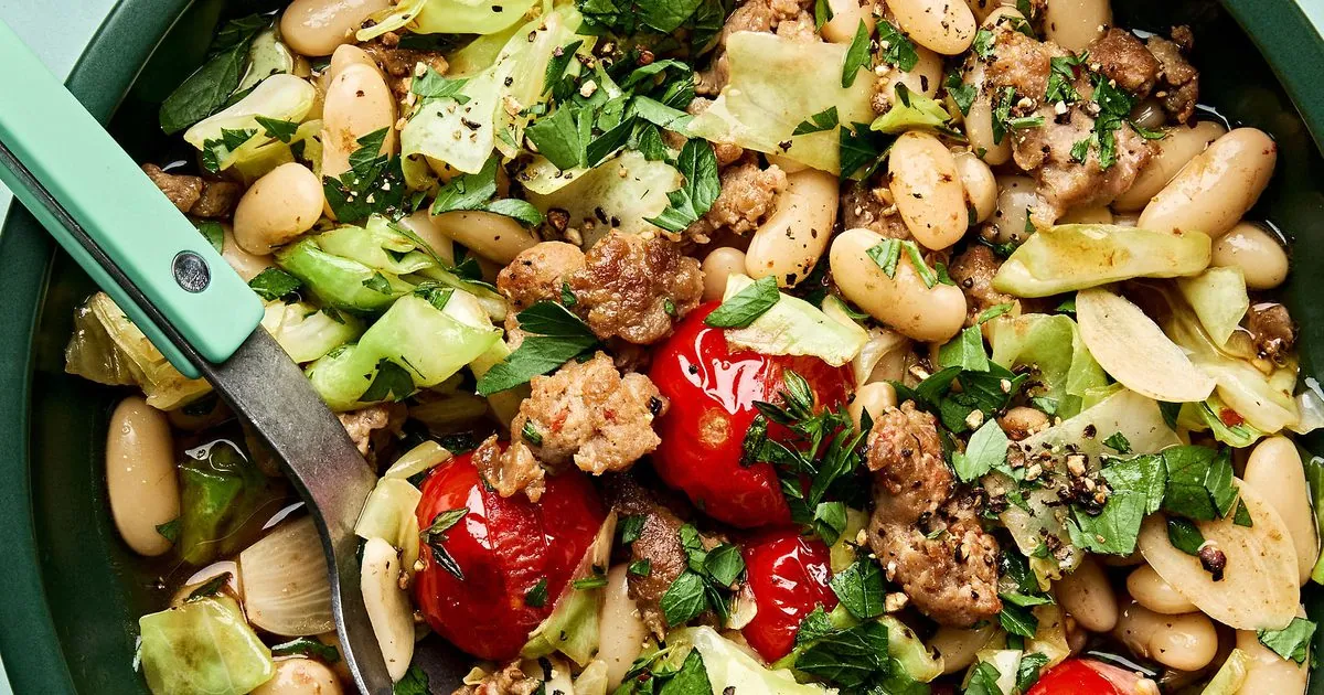Sausage Cabbage Bean Skillet