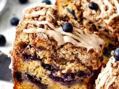 Blueberry Coffee Cake with berries