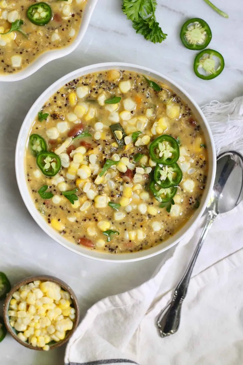 Corn Quinoa Pinto Bean Chowder