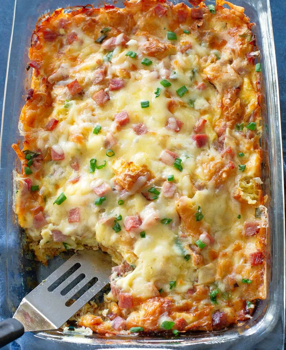 Ham Swiss Croissant Casserole