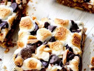 Caramel Nut S'mores Bars