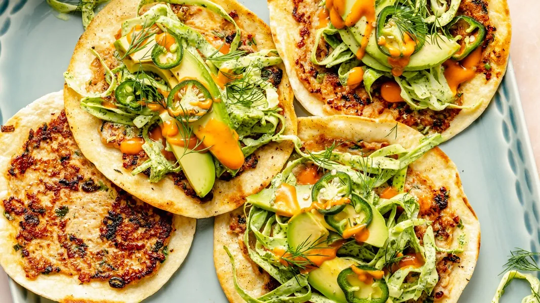 Buffalo Chicken Smash Tacos