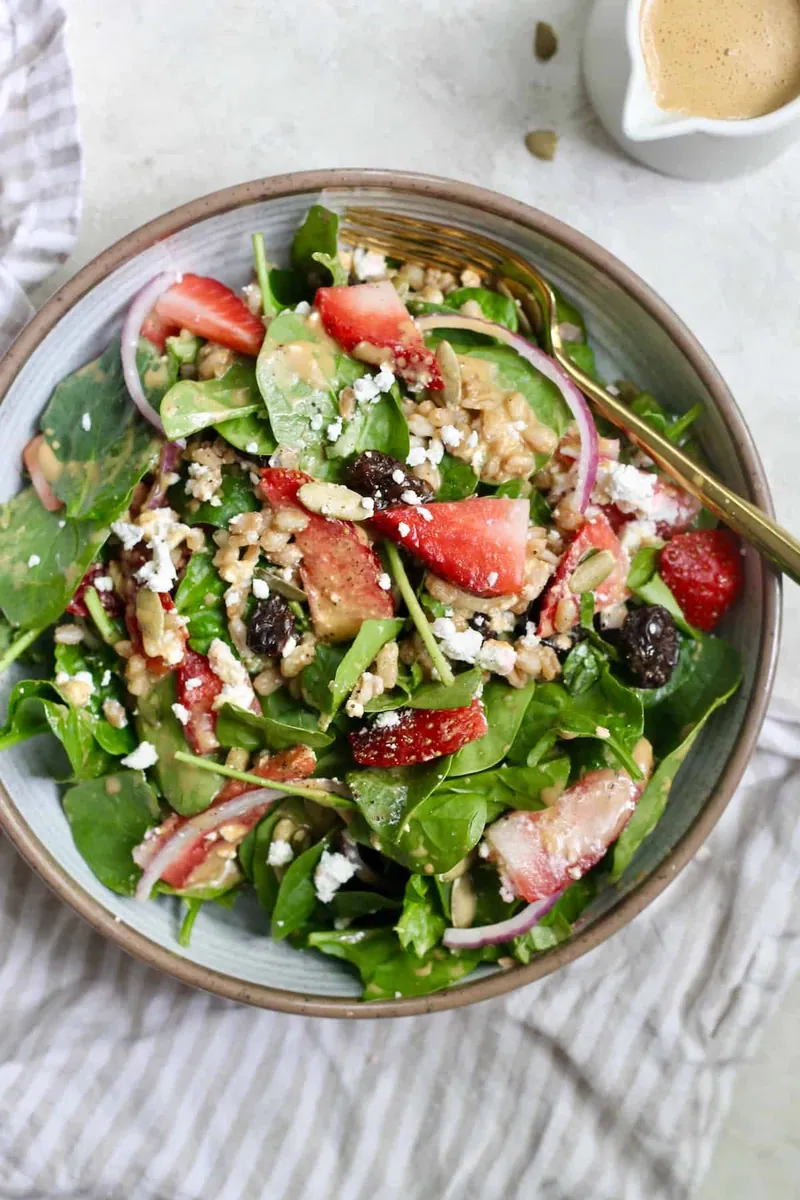 Strawberry Spinach Farro Salad