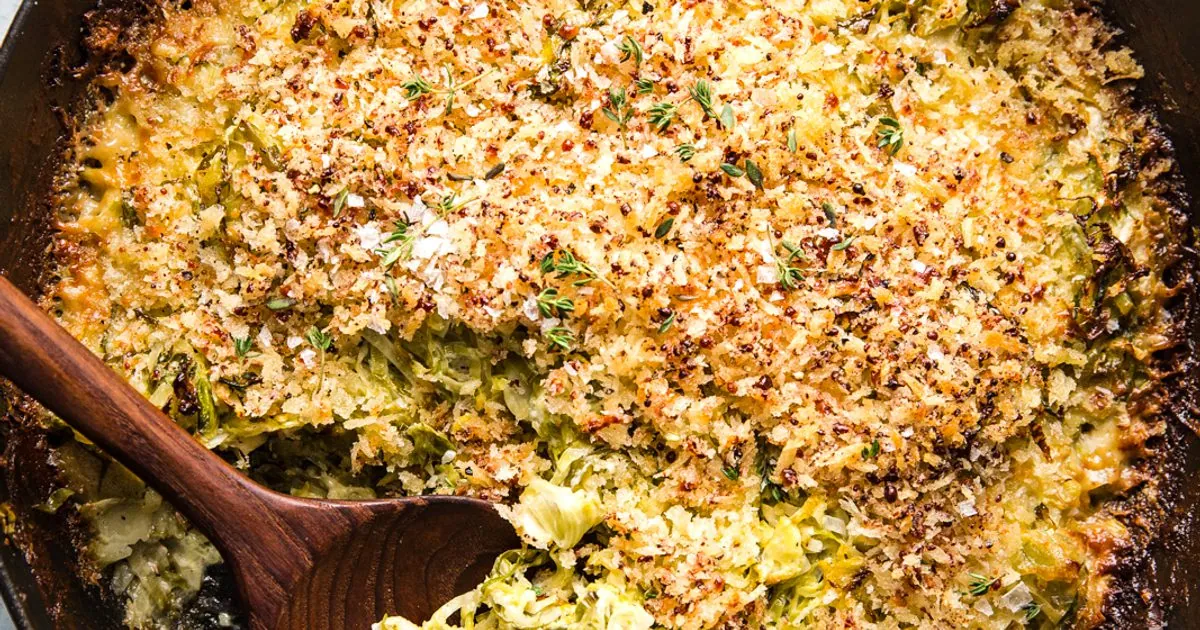 Brussels Sprouts Gratin with heavy cream