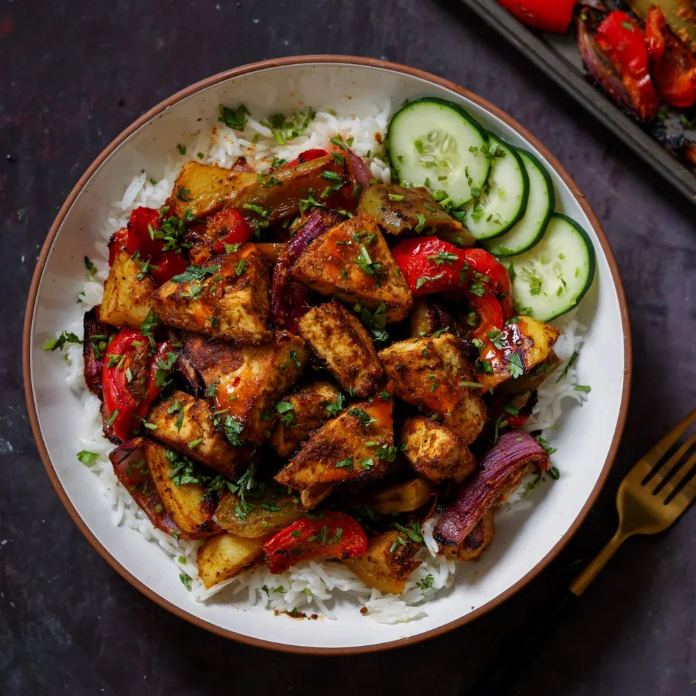 Jerk Tofu Tray Bake