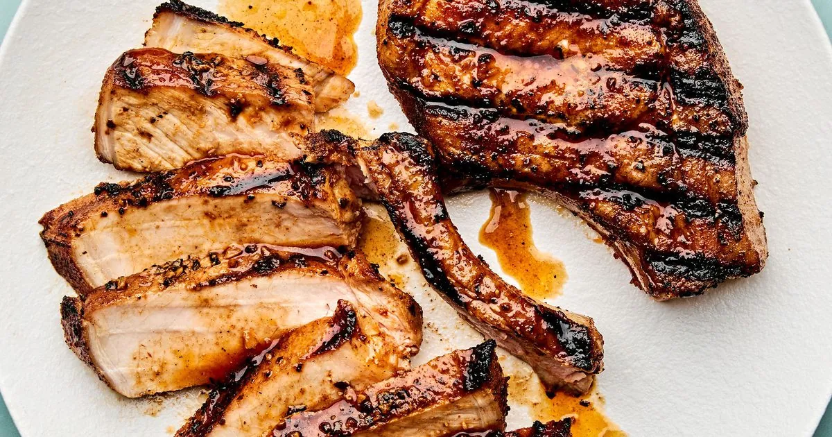 Grilled Pork Chops with garlic